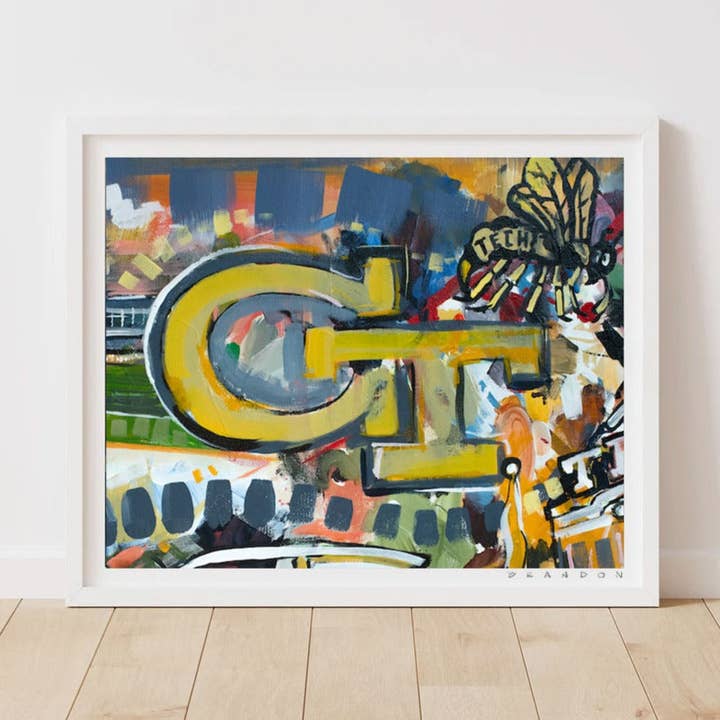 Georgia Tech Yellow Jackets "Classic GT Logo" by Brandon Thomas | Archival-Quality Art Print | GT004 for wholesale by Brandon Art Co