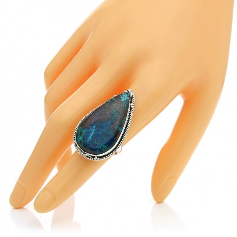 UniArt - Wholesale Cocktail/Statement Ring - Azurite drop ring and 925 silver20