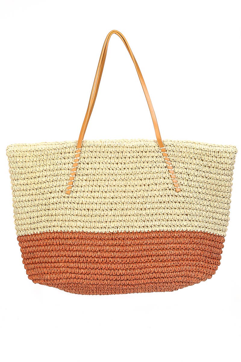Collections by Fame Accessories – wholesale Tote bag – Women's – Straw Braided Beach Tote Bag7