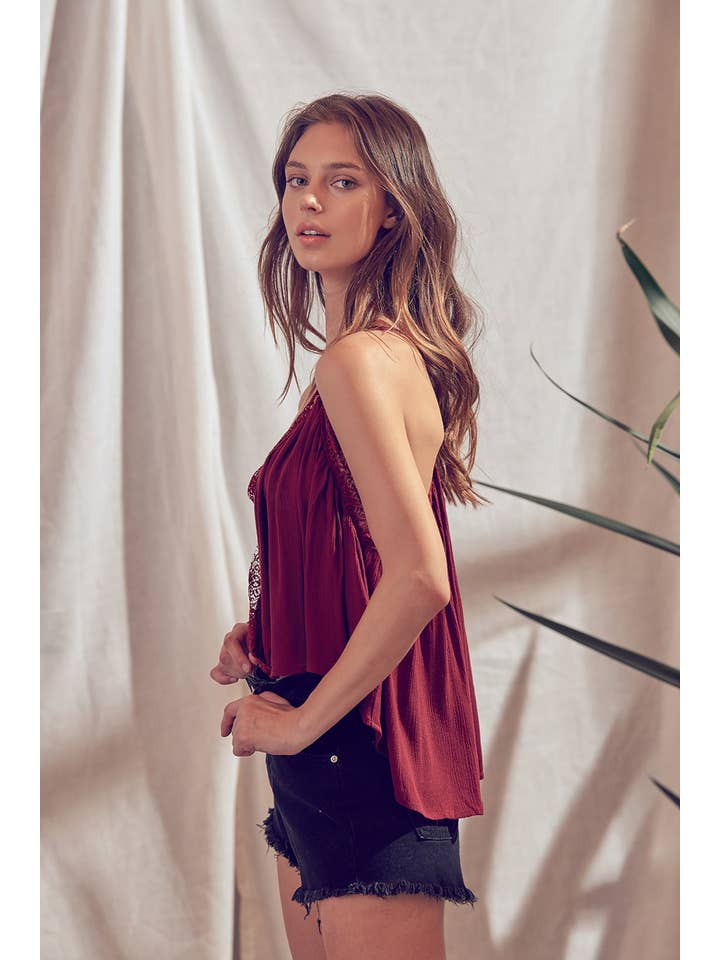 Wine ST2665- Hi-Lo Hem Cami Top for wholesale on Faire