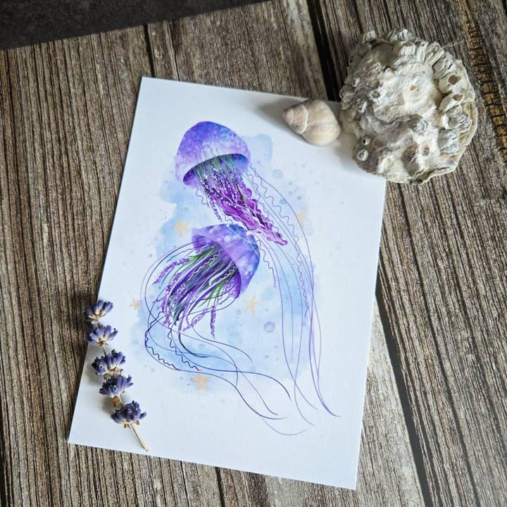 Lavender Jellyfish Print for wholesale by Broccokat Graphics