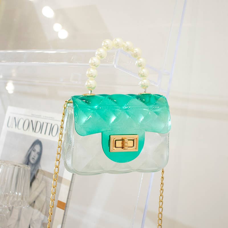 Little Trendy - Wholesale Crossbody Bag - Kids - Pearl Ombre Jelly Bag candy color transparent jelly bag2