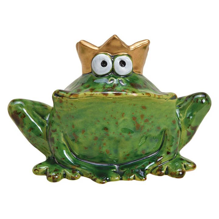 Frog Prince made of ceramic green (H/W/D) 7x5x4cm for wholesale by Wurm