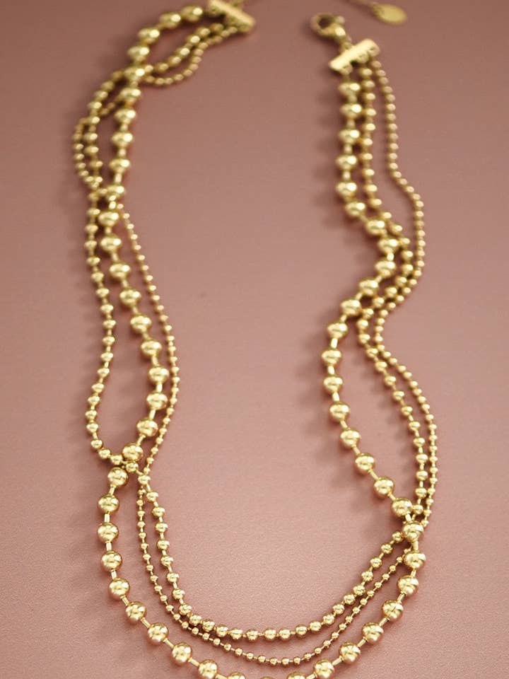 Collar de cadena de acero inoxidable impermeable chapado en oro de 18 quilates - 6996 para venta al por mayor de Mia Accessories