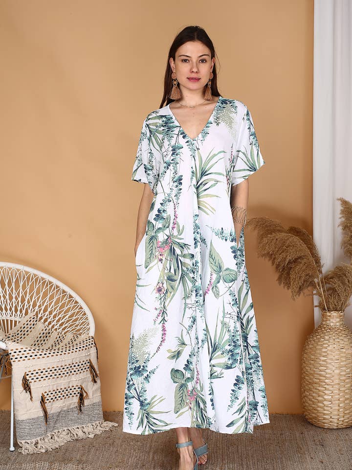 BLL-R11687F linen printed dress for wholesale by ORNELLA PARIS