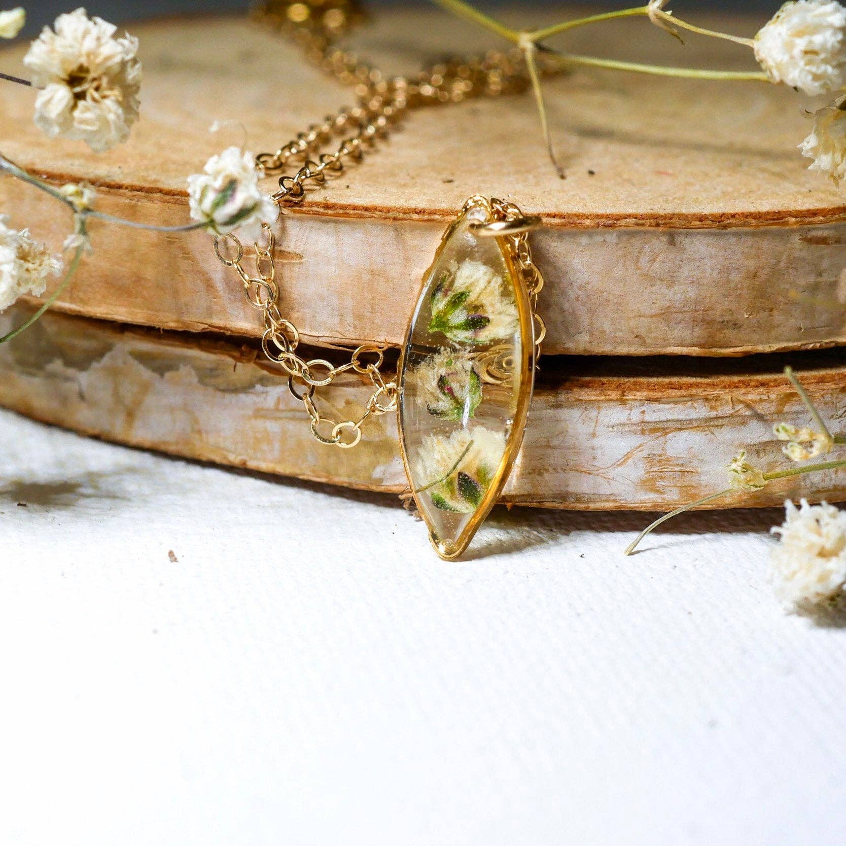 Remedy Designs - Wholesale Pendant/charm necklace - Tiny Baby's Breath Marquise necklace8