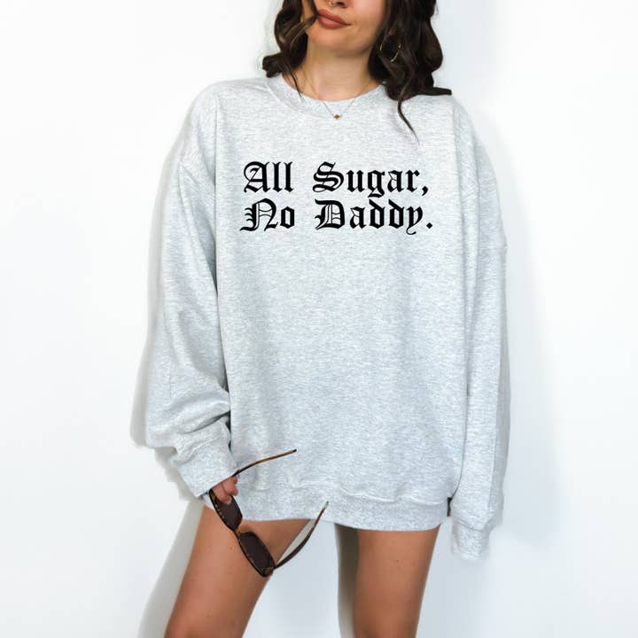 all daddy no sugar Unisex Heavy Blend™ Crewneck Sweatshirt for wholesale by Apparel Crush