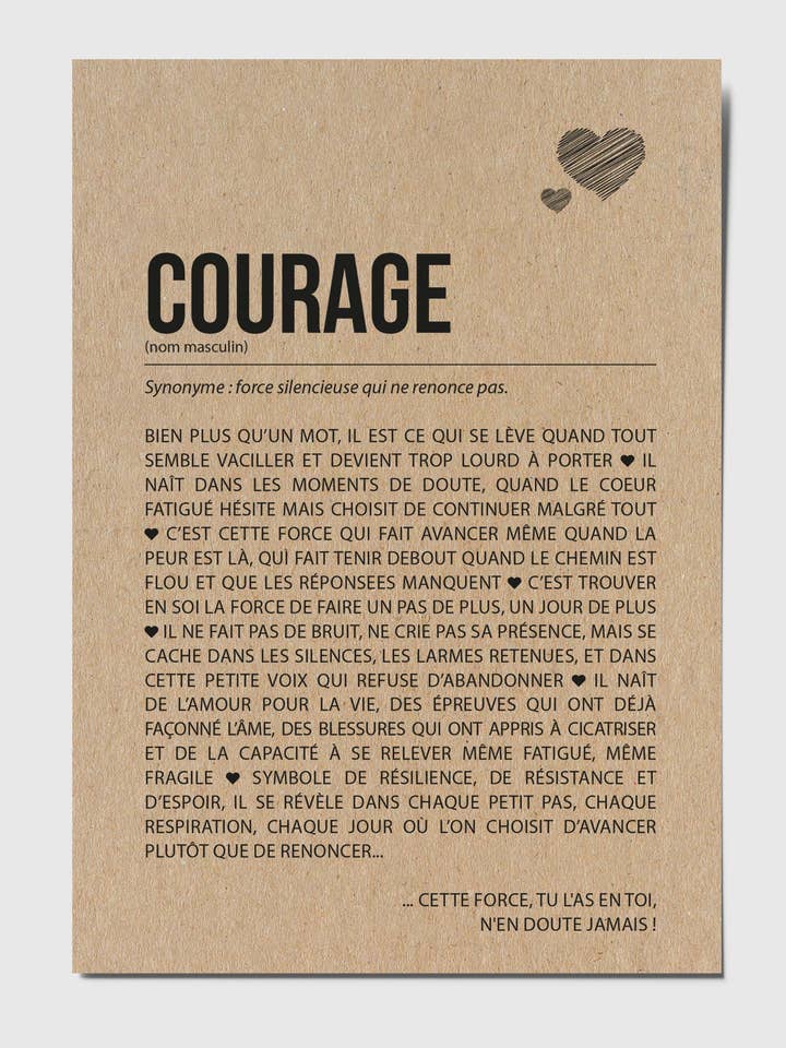 Carte définition courage pour la vente par HappyWeSisters