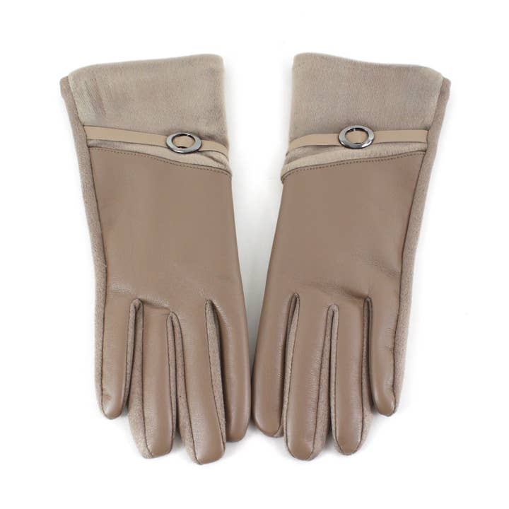 Pretty Persuasions - Wholesale Gloves - Women's - A25010 Velvet Trim Faux Leather Gloves 2