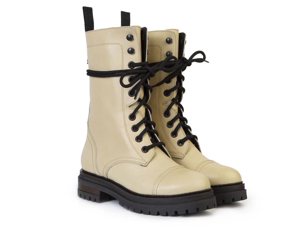 TALC FW- LORENZA, bottines en cuir couleur talc en vente sur Faire2