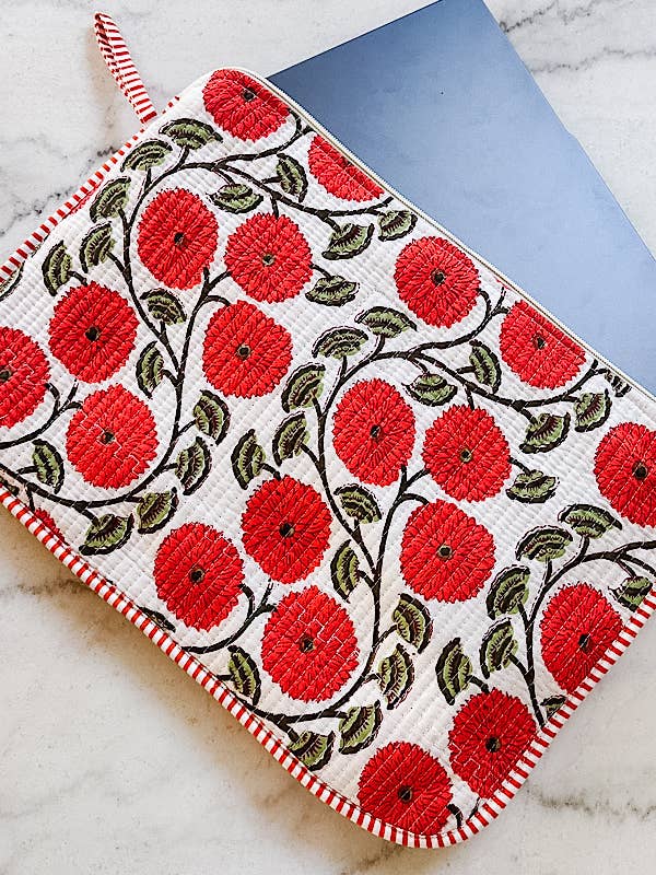 Waylon Orange Floral Print Laptop Sleeve for wholesale by Nash Grey