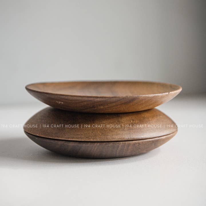 194 Craft House - Wholesale Decorative Tray - 4.7" Round Walnut Wooden Tray - Home Decor & Gifts5