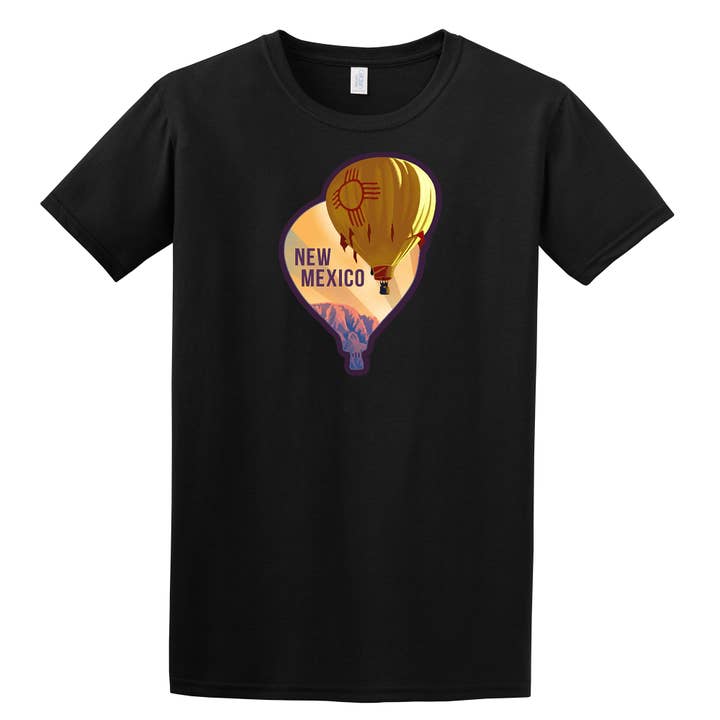 Lantern Press - Wholesale T-Shirt (Graphic) - Unisex - T-Shirt New Mexico, Hot Air Balloon, Letterpress