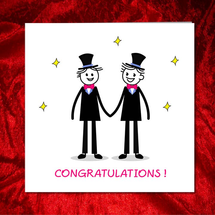 Swizzoo Cards - Wholesale Trouwkaartje - LGBT Gay Engagement Wedding Card van hetzelfde geslacht, bruidegom, partners - Gefeliciteerd, trouwkaart van hetzelfde geslacht - Leuke brutale mannelijke mannen met de hand getekend
