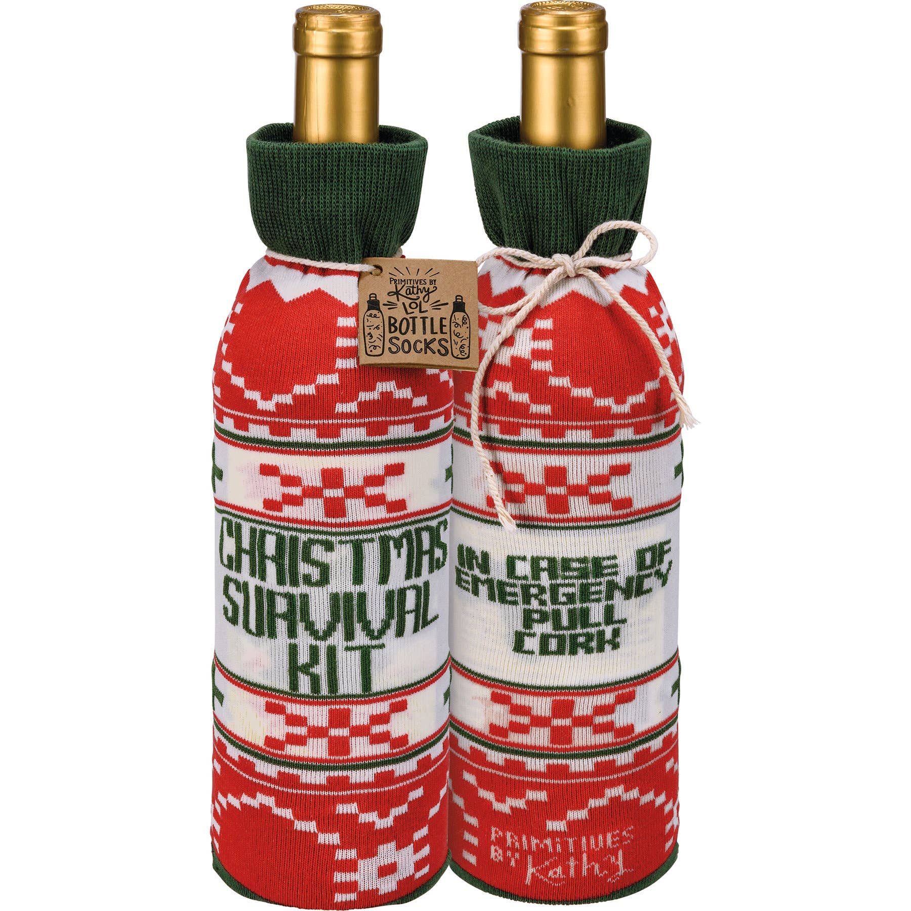 Primitives by Kathy - Wholesale Wine Gift Bag - Christmas Survival Kit Bottle Sock4