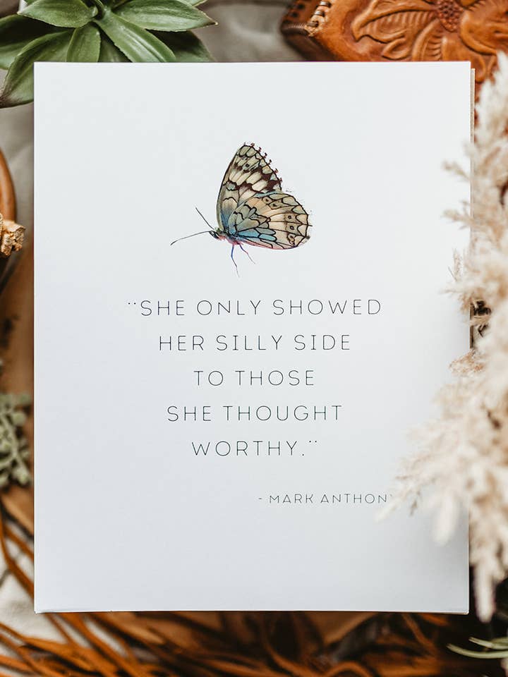 She only showed Quote Print with Butterfly for wholesale by You're Golden Co.