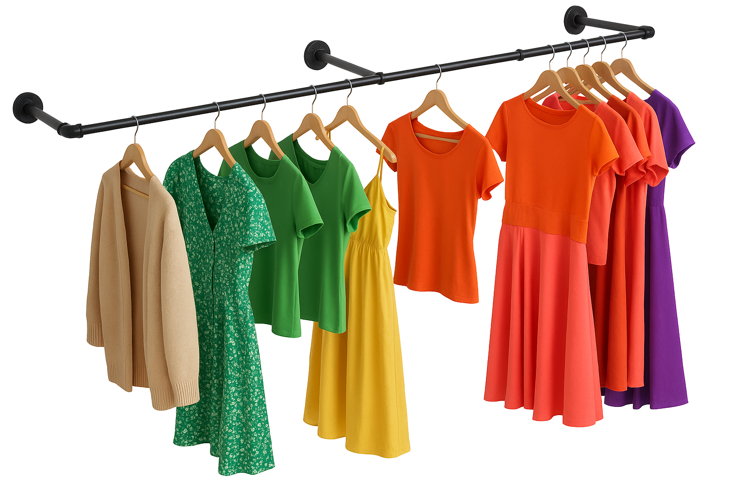 SERENITA – Engroshandel Garderobestativ – Industriel Pipe Tøj Rack Hængende Rod Vægmonteret 74,5“2