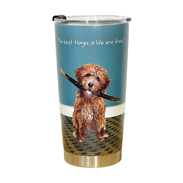 Goldendoodle Vacuum Tumbler Travel Cup for wholesale by The Little Dog Laughed