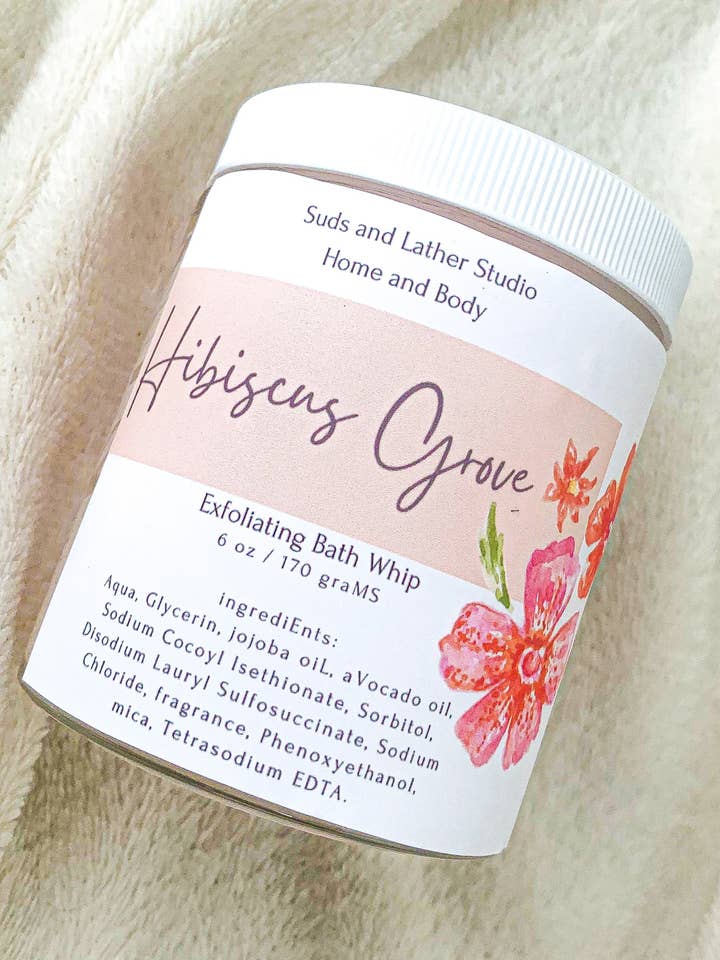Hibiscus Grove - Fouet de bain exfoliant pour la vente par Suds and Lather Studio