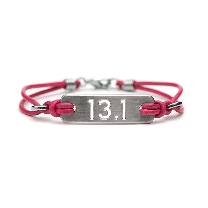 ATHLETE INSPIRED, Inc. - Wholesale Charm/Dangle Bracelet - 13.1 Half Marathon Running Bracelet - Black or Pink Leather1