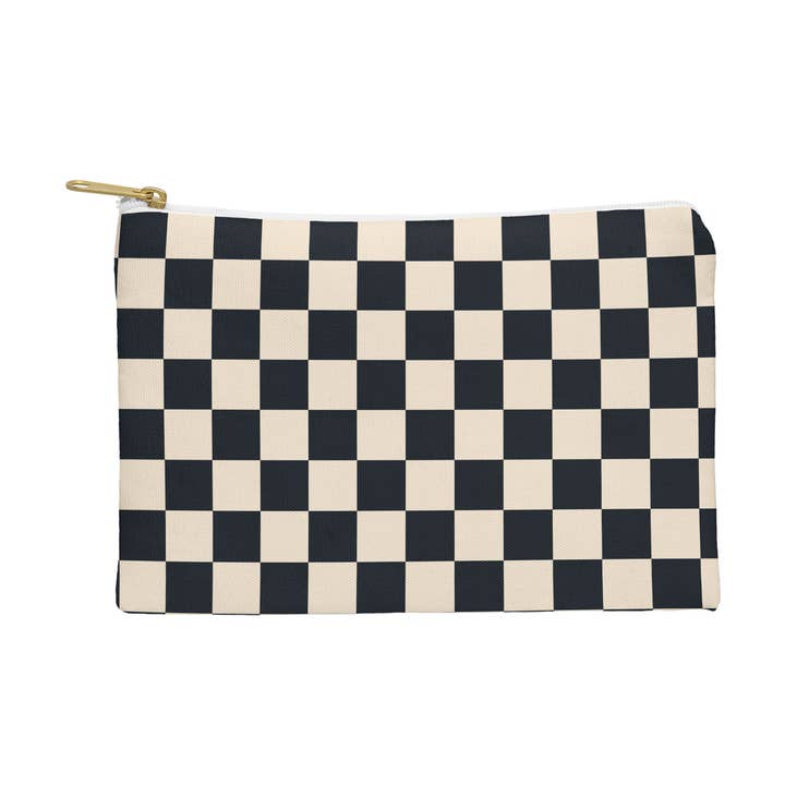 Cuss Yeah Designs Black Cream Checker Pattern Pouch for wholesale by Deny Designs