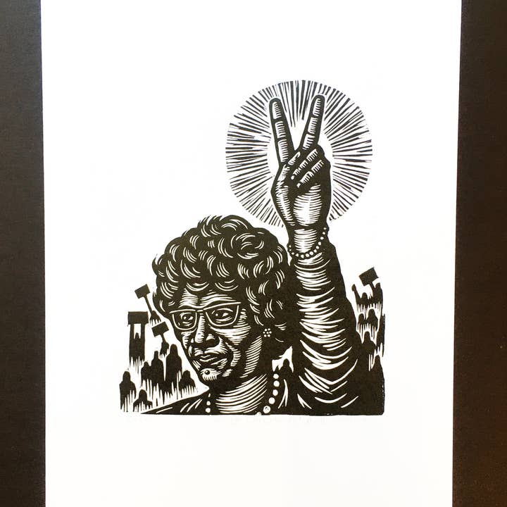 Gravure sur bois Shirley Chisholm pour la vente par Horse & Hare