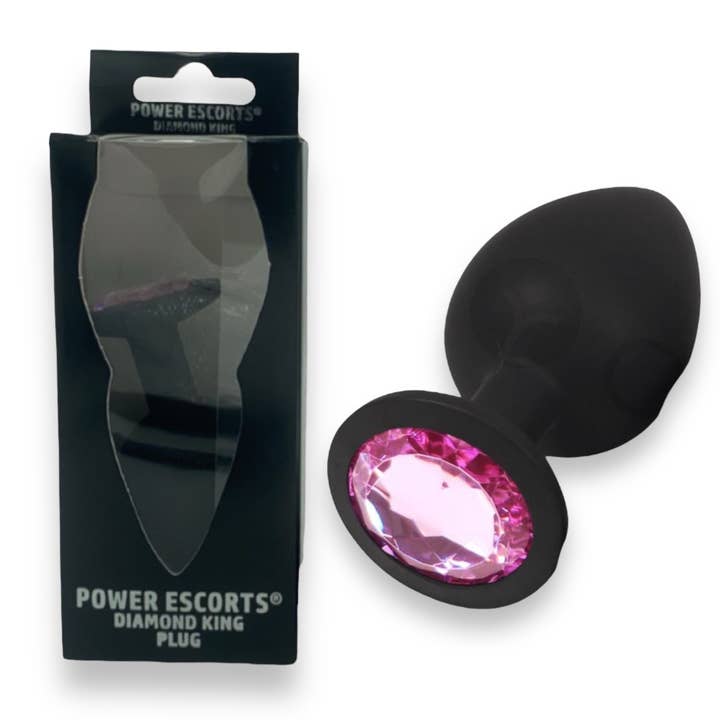 Kinky Pleasure - Wholesale Sex Toy - Power Escorts - BR135 - Diamond King - Silicone Butt Plug - Black - 6 Colors - 3 Sizes3