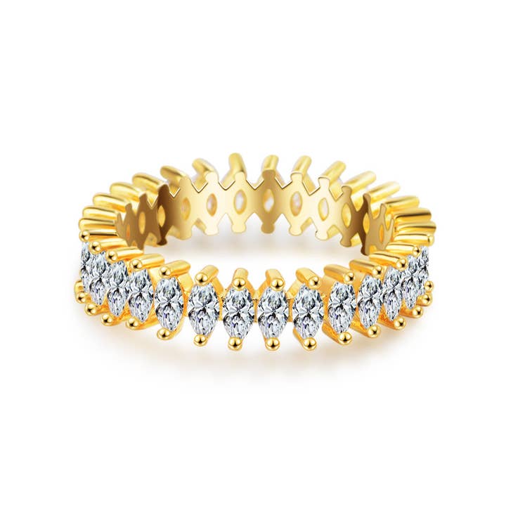 Perimade & Co. LLC – wholesale Multi-stone ring – Dainty Gold Marquise Cut Eternity Band Ring in Solid Copper