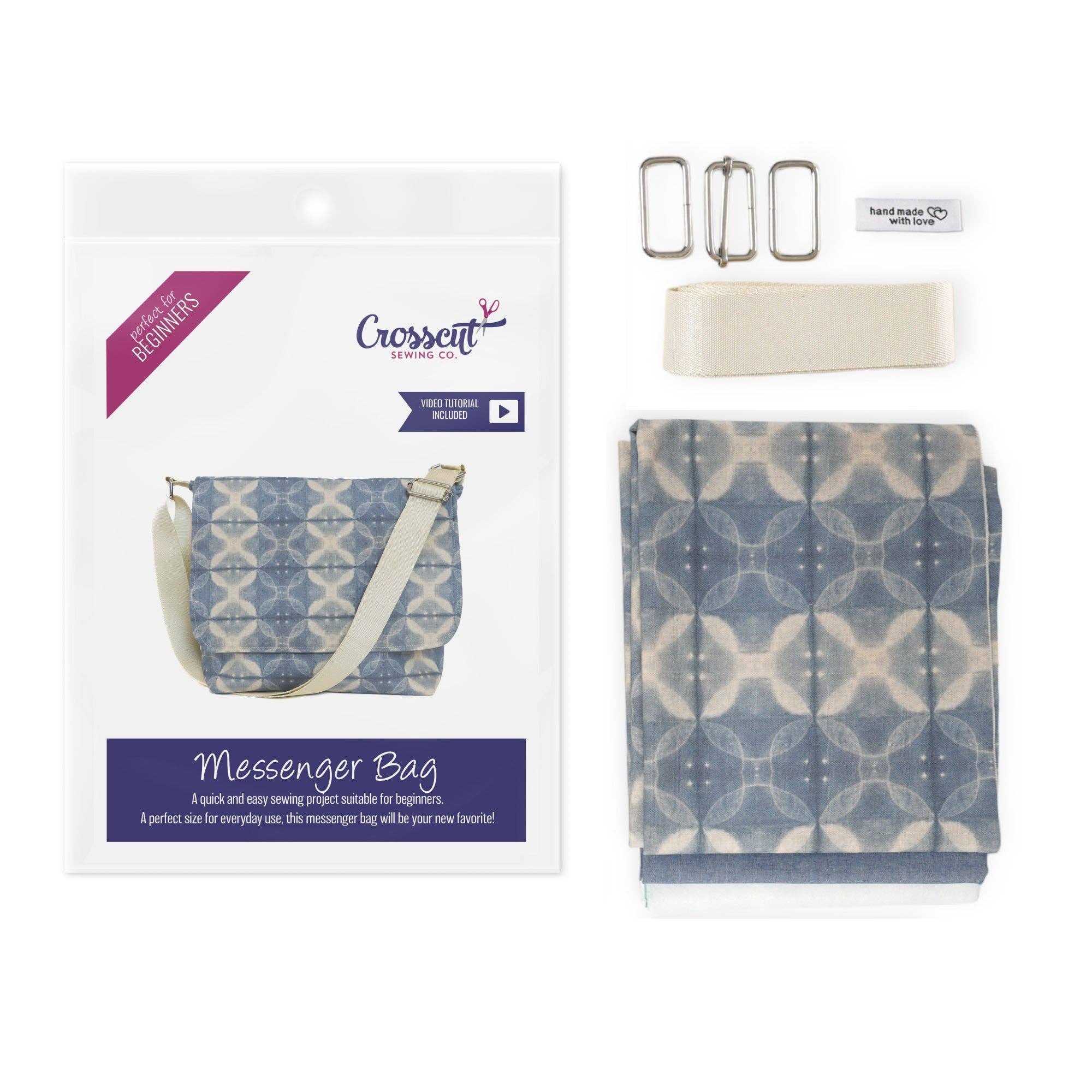 Crosscut Sewing Co. - Wholesale DIY Craft Kit - Messenger Bag Sewing Kit - DIY Beginner Sewing Project Kit Kids and Adults35