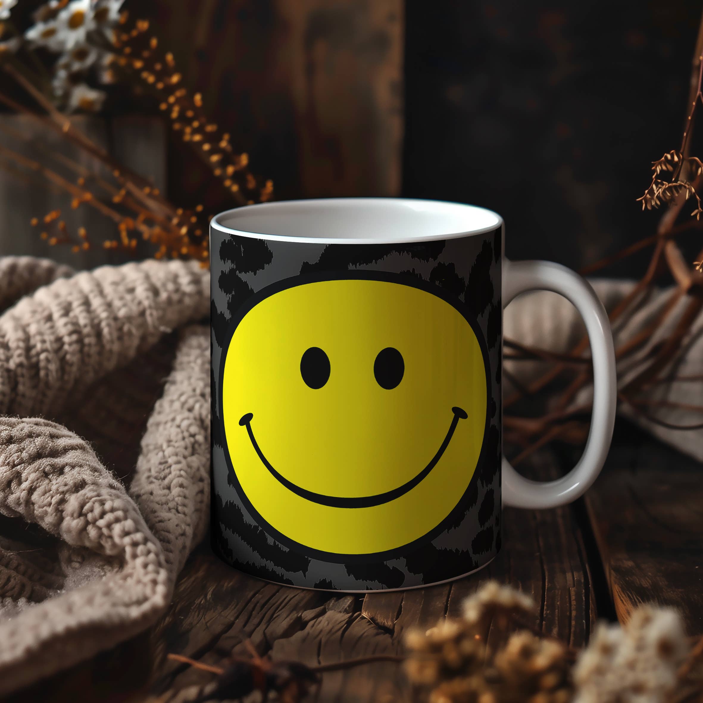 Love Frankie - Wholesale Coffee Mug - Leopard Print Smiley Face Mugs - 3 Colours Available1