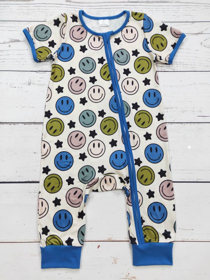 sassy kids palace - Wholesale Sleepsuit - Baby - Baby Boy Smile Printed Zip Sleeper