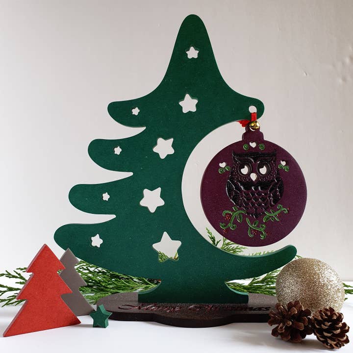 Trä julgran | Magisk Uggla för wholesale av Wood Art Shop