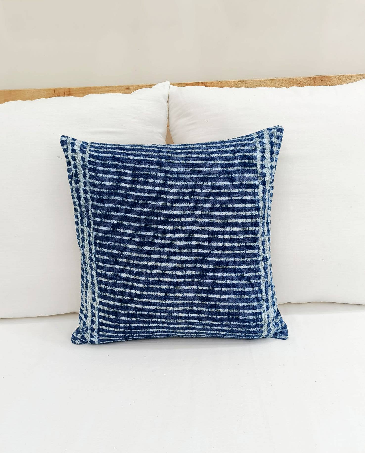 Eyda Homes - Wholesale Throw Pillow Cover - Indigo Blue 18x18 Dabu Cotton Pillow Cover Handmade Decor1