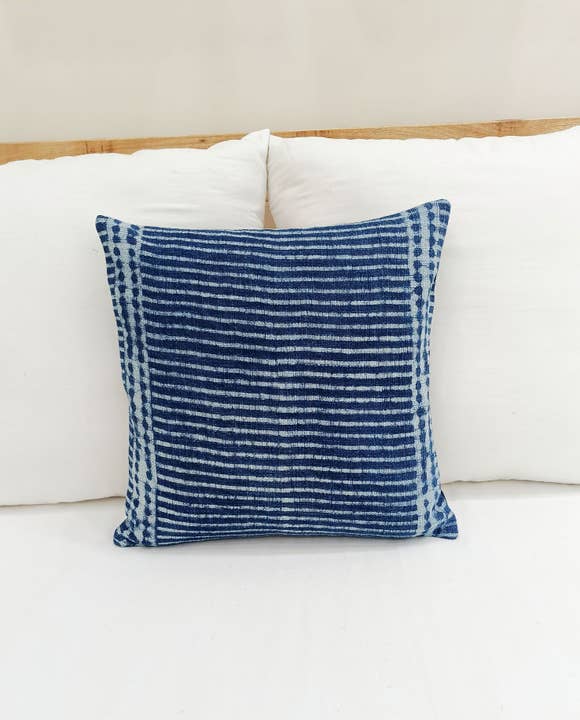 Eyda Homes - Wholesale Throw pillow cover - 18X18 Indigo Blue Indian Dabu Printed Cotton Pillow Cover 1