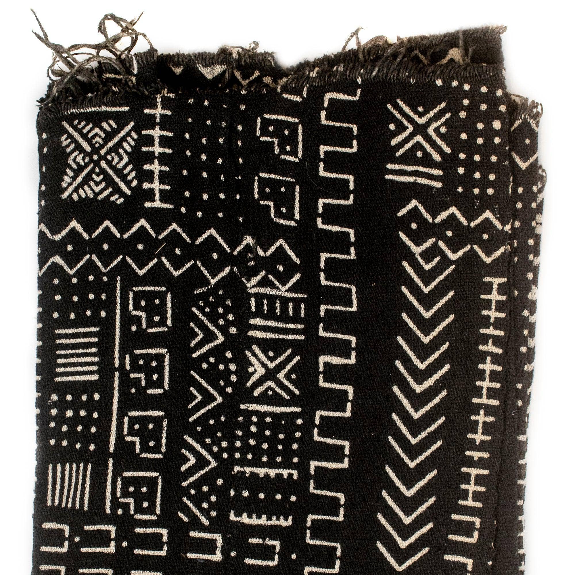 The Bead Chest – wholesale Tapis/Textil – Ebony svart Bogolan Mali lera tyg (Sikasso Design)3