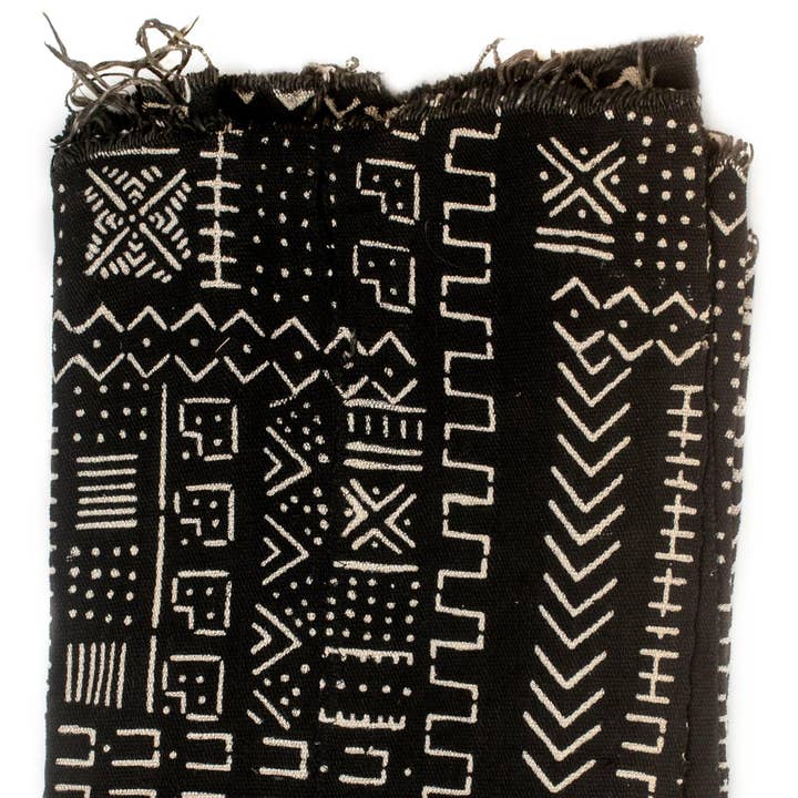 The Bead Chest – wholesale Tapis/Textil – Ebony svart Bogolan Mali lera tyg (Sikasso Design)3