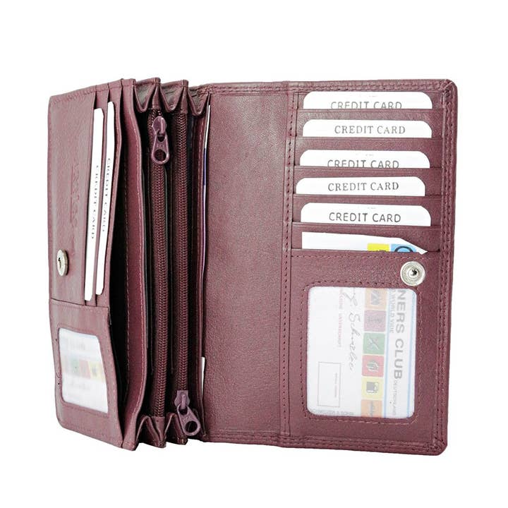 Arrigo - Wholesale Wallet - Women's - Harmonica Women's Wallet in Bordeaux Red Leather3