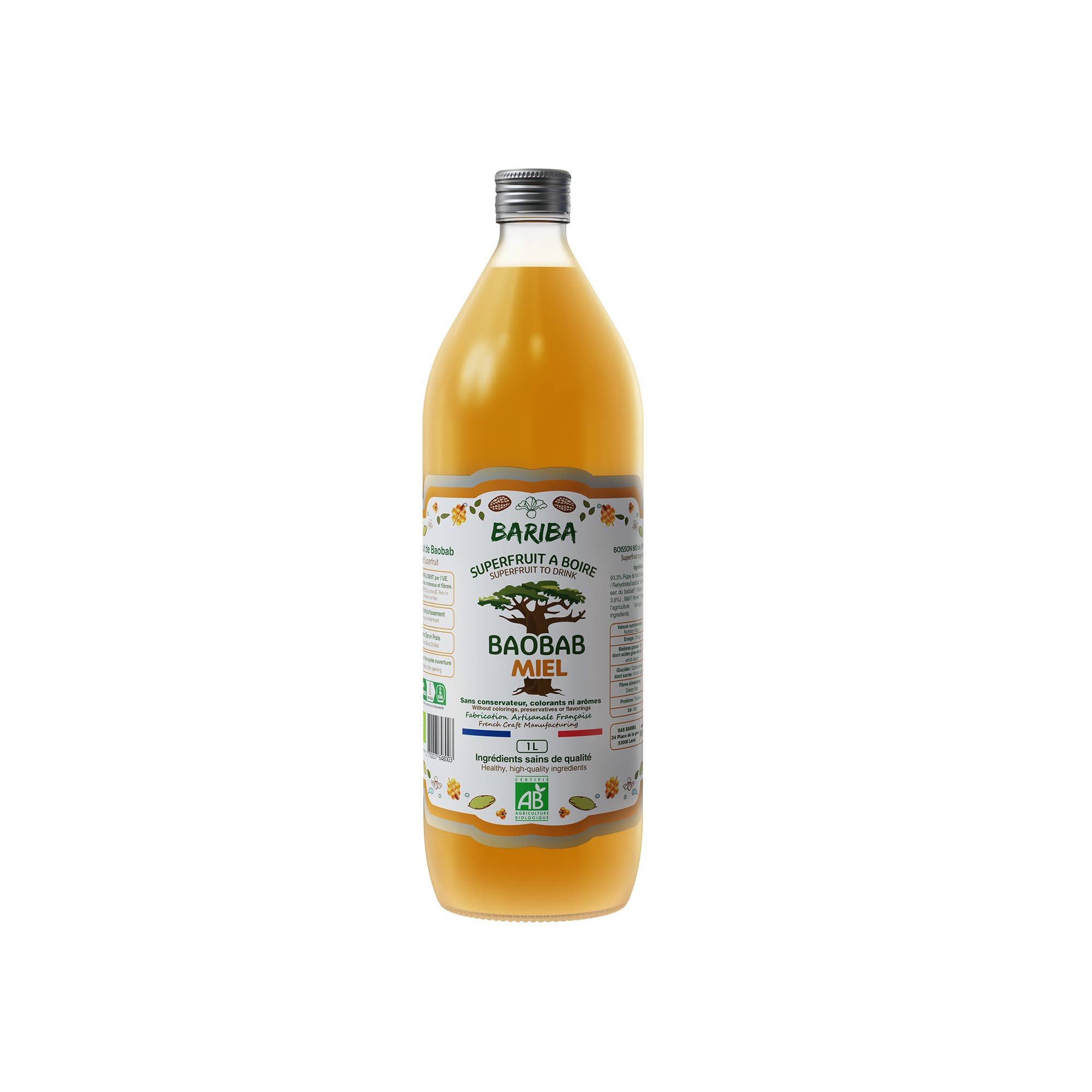 BARIBA - BOISSONS & COMPLEMENTS ALIMENTAIRES BIO - Wholesale Fruit Juice - NATURAL ORGANIC FRUIT JUICE BAOBAB HONEY 1L DEPOSIT 1