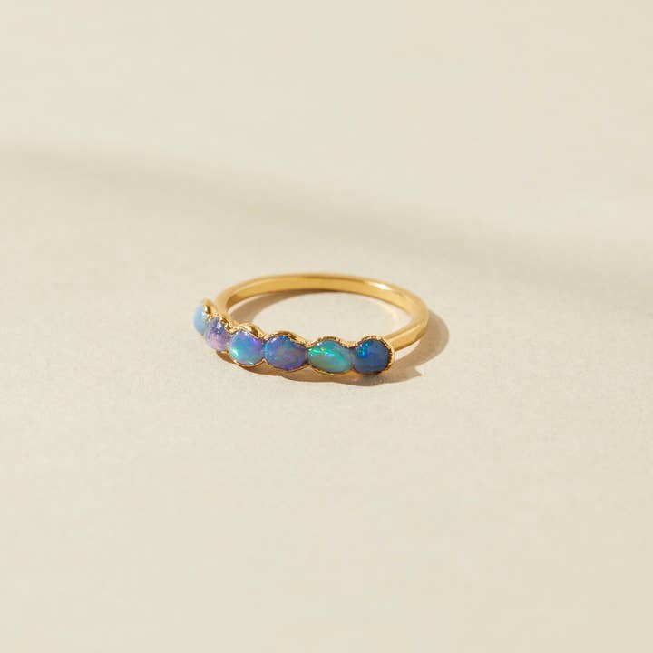 Dani Barbe - Wholesale Multi-Stone Ring - Purple Opal Ring, Handmade Gemstone Ring, Real Opal Jewelry