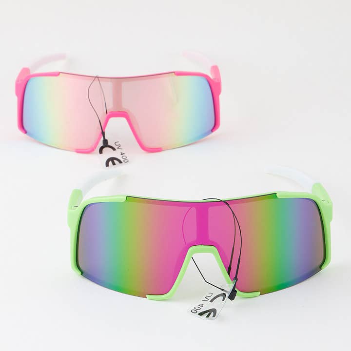 MIX KIDS Bright Polycarbonate Shield Sunglasses for wholesale on Faire