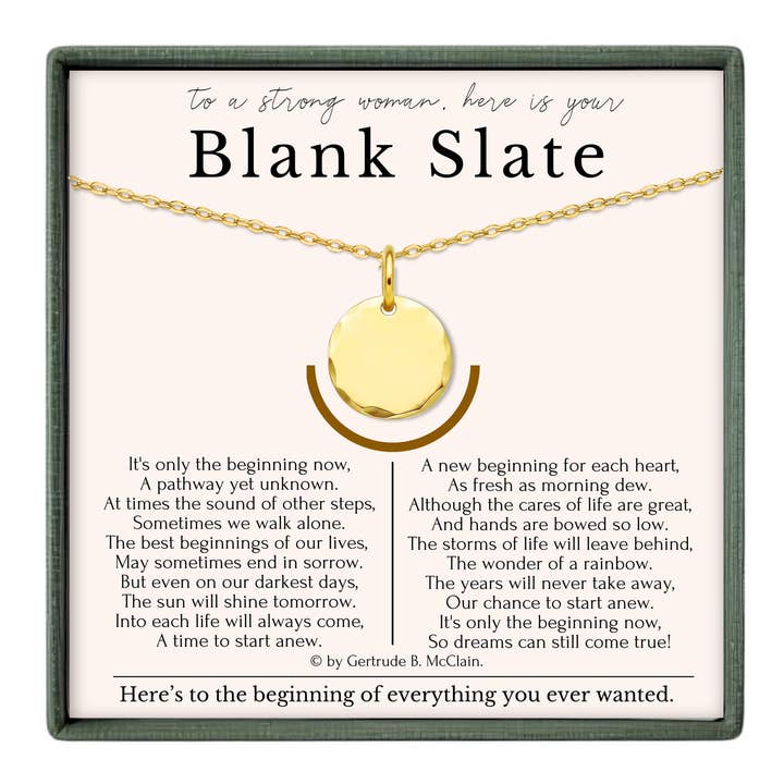 Blank Slate - Fresh Start Gold Silver Blank Charm Necklace for wholesale by hope love shine