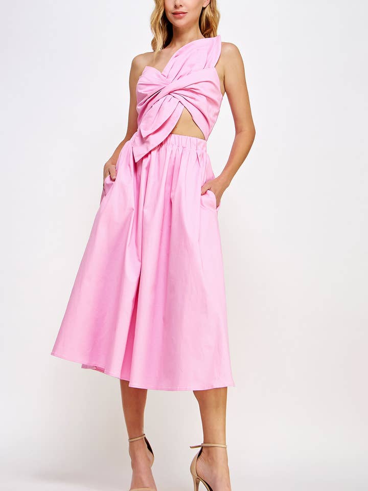 Midi-Kleid mit geknoteter Blumen-Schleife für den Großhandel von Strut & Bolt