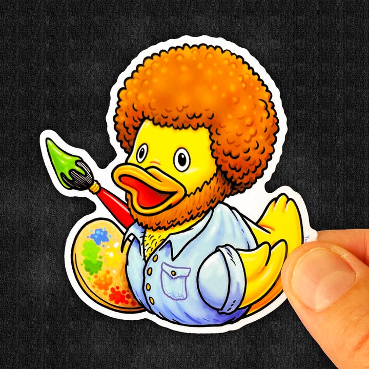 VINYL STICKER: Rubber Ducky (Painter with Afro & Beard) for wholesale by Ryan McCulloch Art