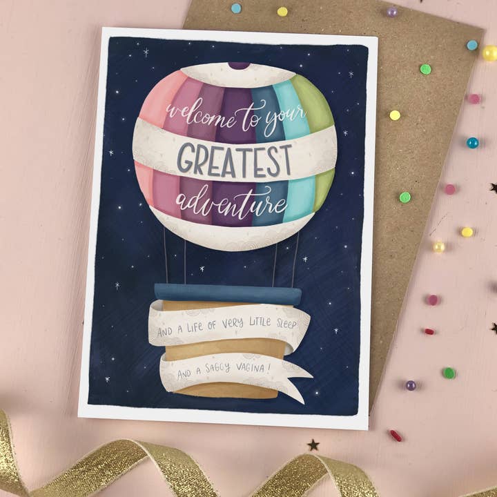 Cartão de bebê novo balão flácido por atacado de The Little Posy Print Company