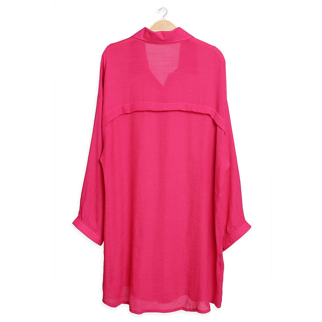 Fashion City - Wholesale Strandvestje/Strandjurk/Strandtuniek - Dames - Dames Blouse Met Knopen in Effen Kleur als Strandjurk16