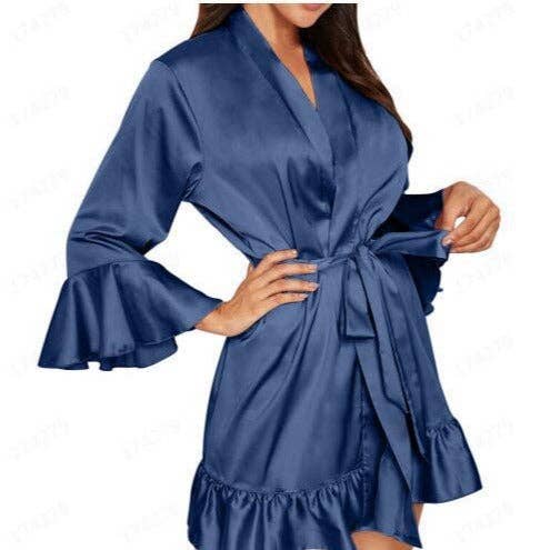 pinkblu02 - Wholesale Robe - Women's - Women Sexy Satin Bathrobe Morning Gown Pajamas