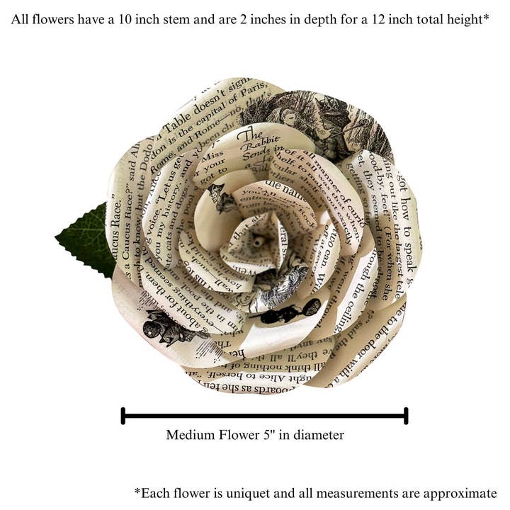 Literary Blooms - Wholesale Artificial Flowers - Alice in Wonderland Paper Rose – Medium (5")4