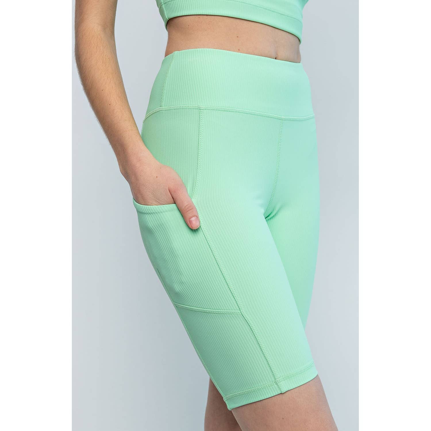 Rae Mode - Wholesale Athletic Shorts - Women's - NYLON RIB BIKER PANTS WITH SIDE POCKETS31