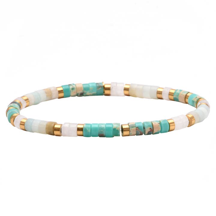 Heishi-pärlarmband 4mm afrikansk turkos amazonit för wholesale av SIXTY STONES