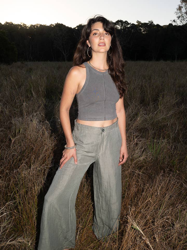 Linen wide leg for wholesale by IDIS